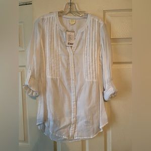 Maeve Long Sleeve Pin Tucked Shirt, Sz 6